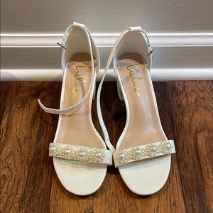 Lulu's White Pearl Embellished Heels